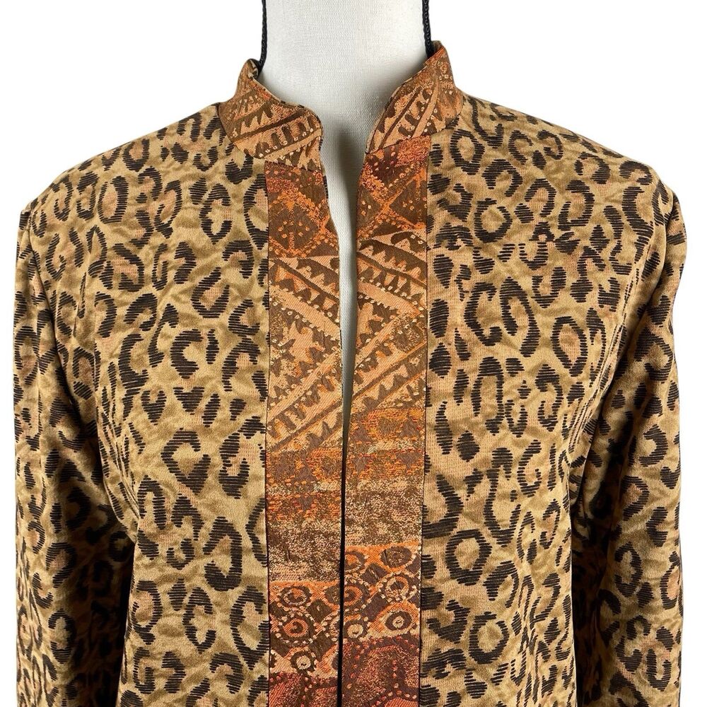 Coldwater Creek Reversible Open Front Jacket PM Medium Petite Animal Print - Picture 2 of 14